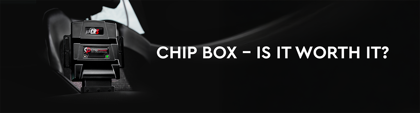 Modern car engine with chip box installed